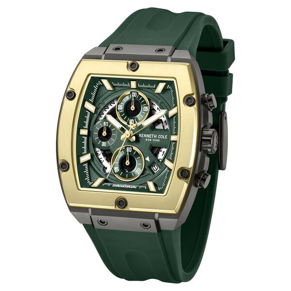 Kenneth Cole Quartz Multifunction Green Dial Green Colour Silicone Strap Watch For Men - image number 1