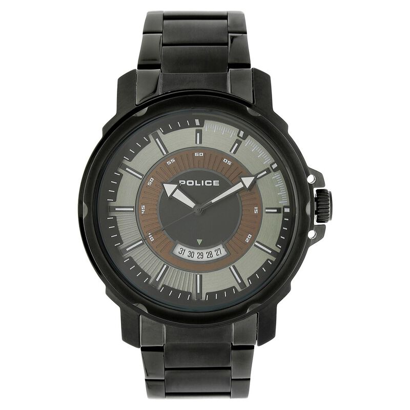 Police Quartz Analog Green Dial Leather Strap Watch for Men