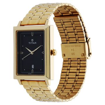 Titan Quartz Analog with Date Black Dial Stainless Steel Strap Watch for Men