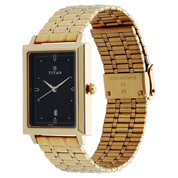 Titan Quartz Analog with Date Black Dial Stainless Steel Strap Watch for Men - image number 1