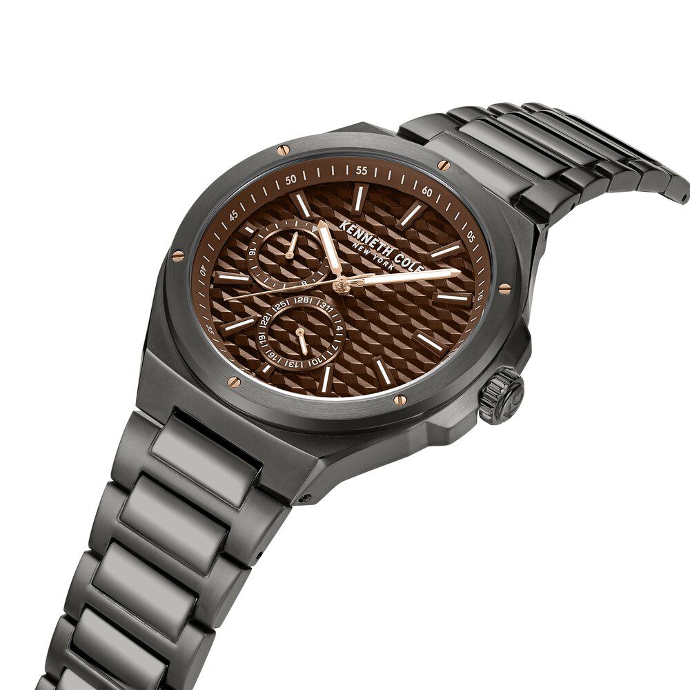 Buy Online Kenneth Cole Quartz Multifunction Brown Dial Stainless