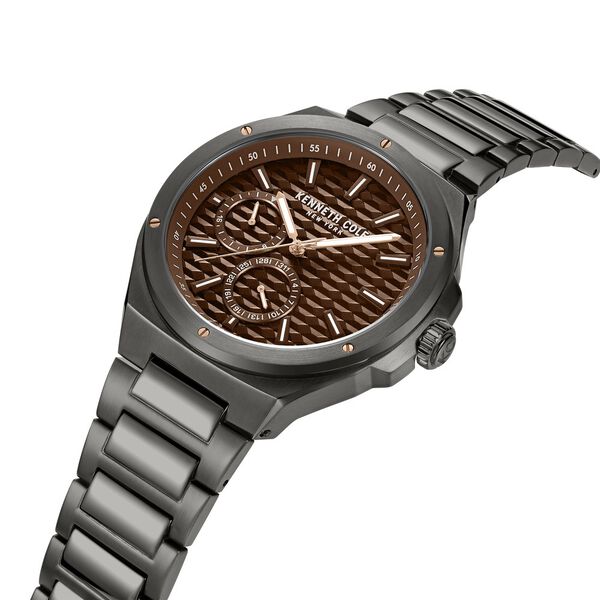 Kenneth Cole Quartz Multifunction Brown Dial Stainless Steel Strap Watch for Men - image number 1