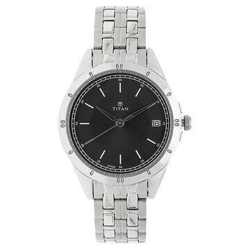 Titan Quartz Analog with Date Anthracite Dial Stainless Steel Strap Watch for Women