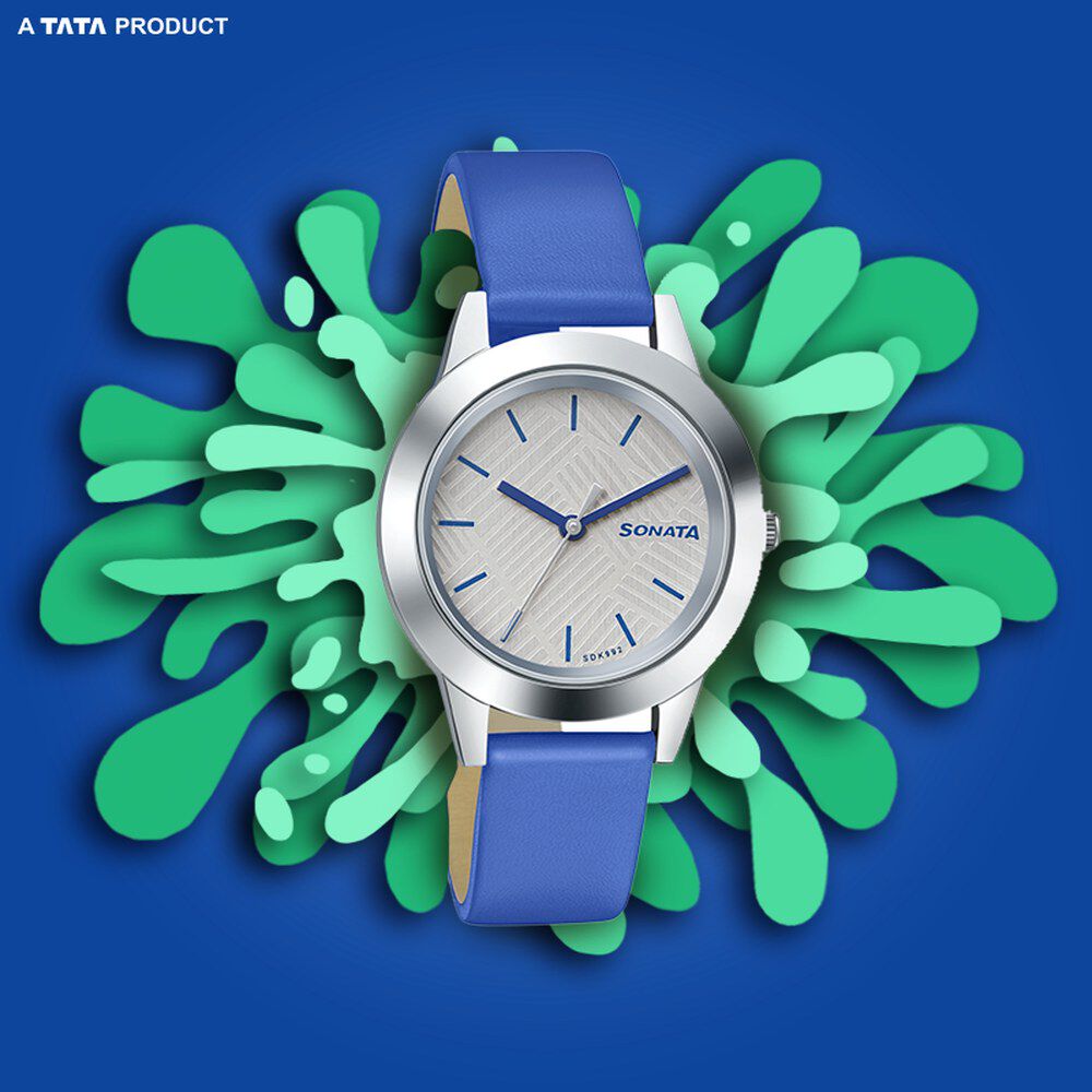 Buy Online Sonata Splash White Dial Women Watch With Leather Strap