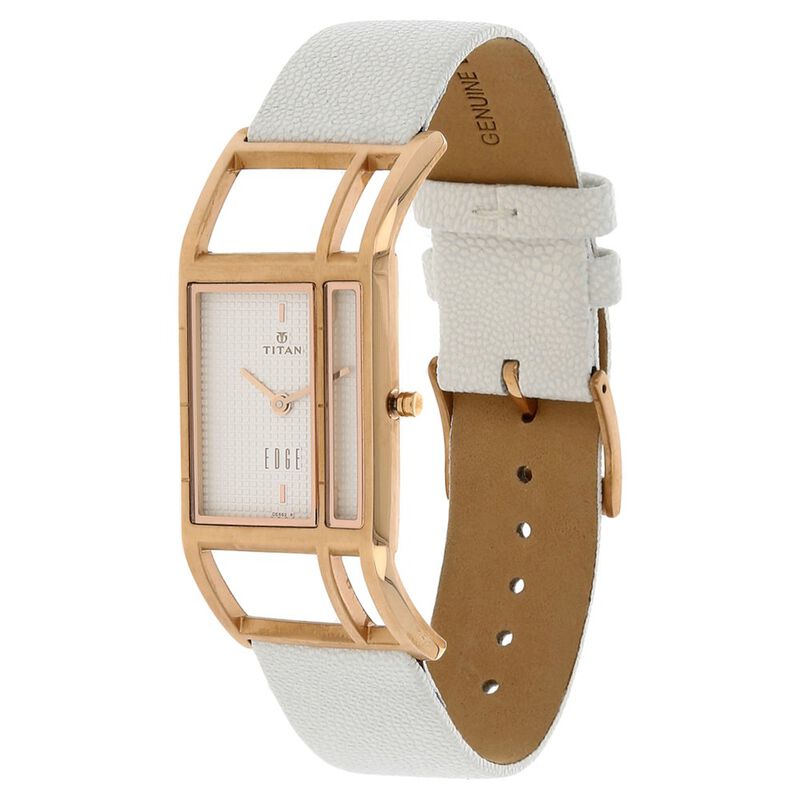 Titan Edge White Dial Women Watch With Leather Strap - image number 1