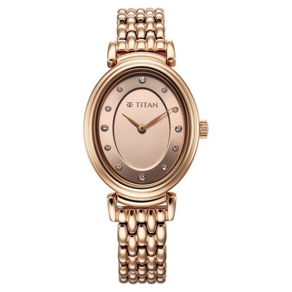 Titan Aura Quartz Analog Rose Gold Dial Rose Gold Stainless Steel Strap Watch for Women - image number 0
