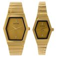 Sonata Quartz Analog Brown Dial Stainless Steel Strap Watch for Couple
