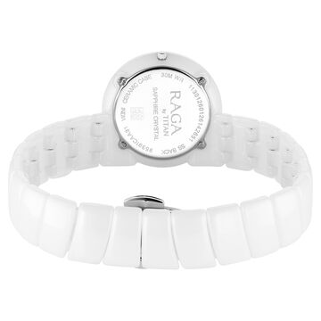 Titan Raga Chic Glam Quartz Analog Two Toned Dial With Mother OF Pearl White Ceramic Strap Watch For Women