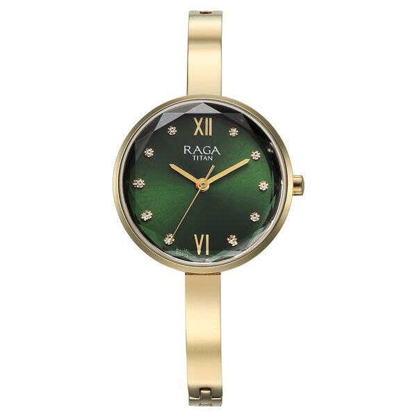 Titan Raga Showstopper Quartz Analog Green Dial Metal Strap Watch for Women - image number 0