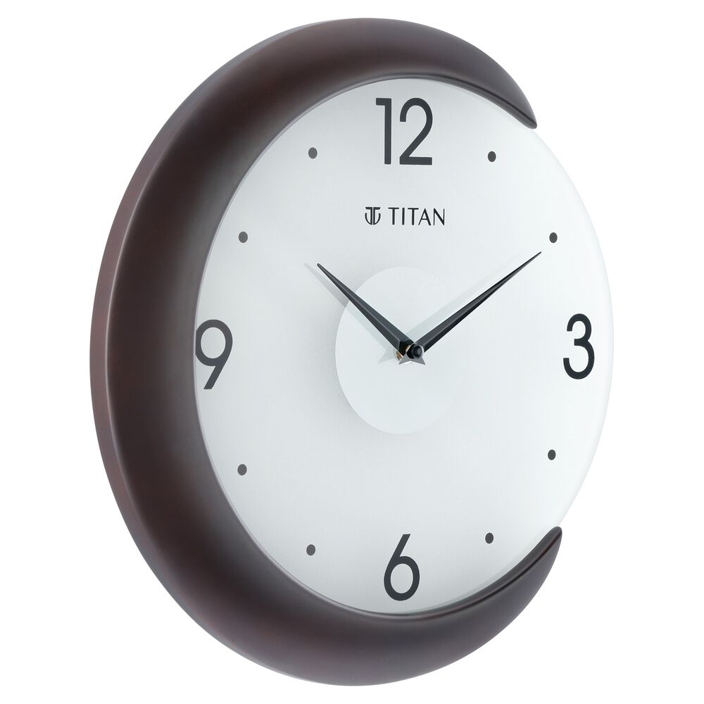 Buy Online Titan Wooden Half Moon Wall Clock with Glass Dial 32