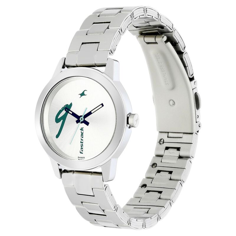 Fastrack Tropical Waters Quartz Analog Silver Dial Metal Strap Watch for Girls - image number 2