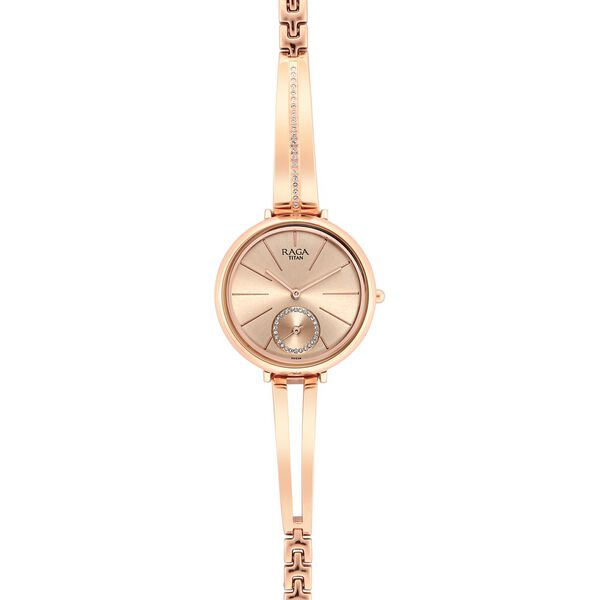 Titan Raga Viva Quartz Analog Rose Gold Dial Rose Gold Metal Strap Watch For Women - image number 5
