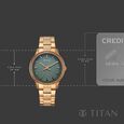 Titan Purple Sports Fashion Quartz Analog Green Dial Rose Gold Stainless Steel Strap Watch For Women - image number 3