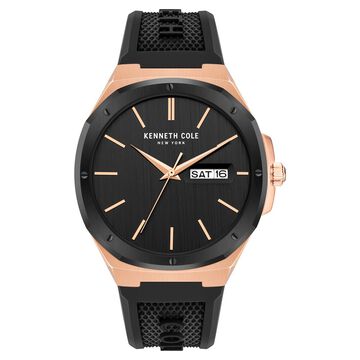 Kenneth Cole Quartz Analog Black Dial Black Silicone Strap Watch For Men