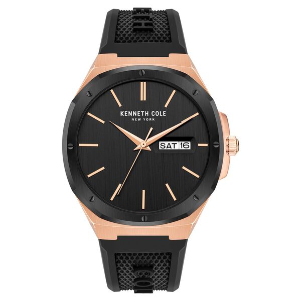 Kenneth Cole Quartz Analog Black Dial Black Silicone Strap Watch For Men - image number 0