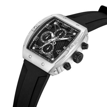 Police Chronograph Black Dial Black Color Silicone Strap Watch For Men