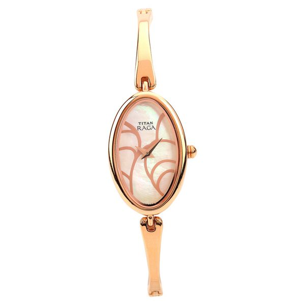 Titan Quartz Analog Mother of Pearl Dial Metal Strap Watch for Women - image number 0