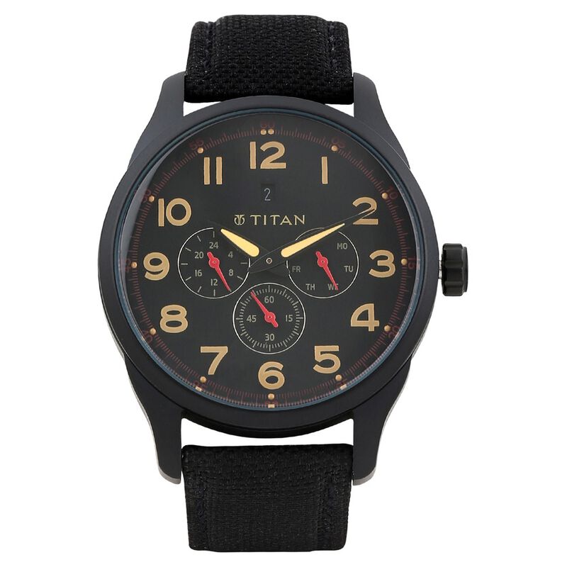 Titan Analog Black Dial Quartz Canvas Strap watch for Men