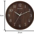 Titan Contemporary Wall Clock Quartz Analog Analog Dark Brown Dial - Size 31 cm x 31 cm (Medium) - image number 5