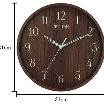 Titan Contemporary Wall Clock Quartz Analog Analog Dark Brown Dial - Size 31 cm x 31 cm (Medium)