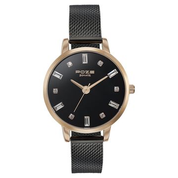 Sonata Poze Quartz Analog Black Dial Mesh Strap Watch for Women