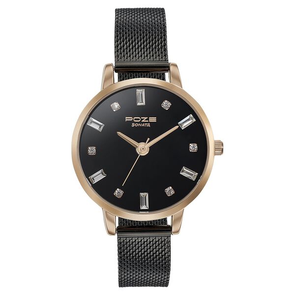 Sonata Poze Quartz Analog Black Dial Mesh Strap Watch for Women - image number 1