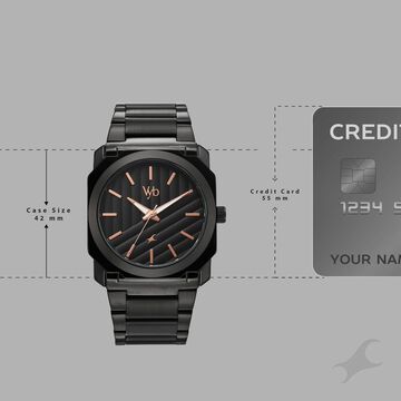 Vyb Challenger By Fastrack Quartz Analog Black Dial Black Stainless Steel Strap Watch For Guys