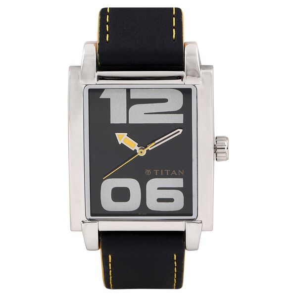 Titan Quartz Analog Black Dial Leather Strap Watch for Men - image number 0