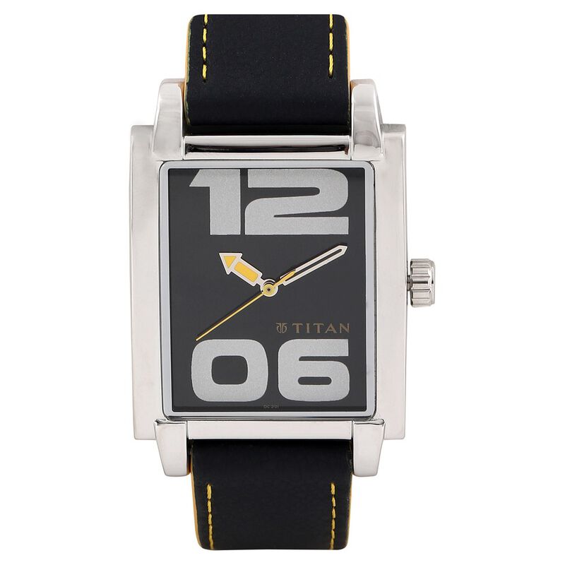 Titan Quartz Analog Black Dial Leather Strap Watch for Men