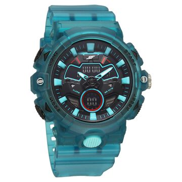 SF Analog Digital blue translucent strap and black dial with blue highlights Watch For Men