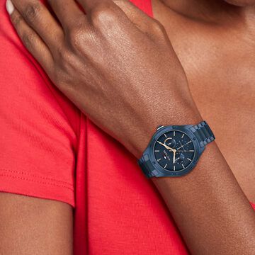Tommy Hilfiger Quartz Analog with Day and Date Blue dial Stainless Steel Strap Watch for Women