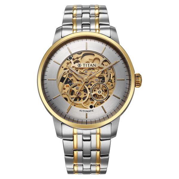 Titan Golden Heart Skeletal Automatic Analog with Silver Dial Dual-Tone Stainless Steel Strap Watch for Men - image number 1
