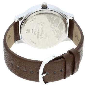 Fastrack Bold Quartz Analog White Dial Leather Strap Watch for Guys