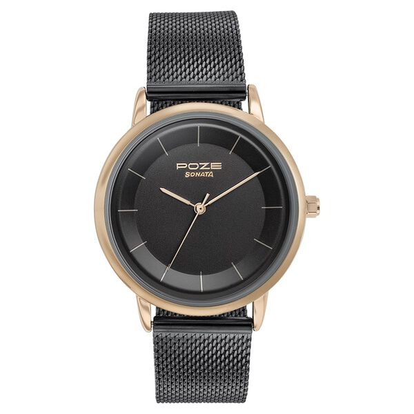 Sonata Poze Quartz Analog Black Dial Mesh Strap Watch for Women - image number 1