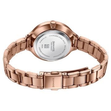 Sonata Festive Quartz Analog Pink Dial Rose Gold Metal Strap Watch For Women