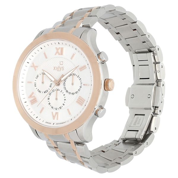 Xylys Swiss Multifunction Two Toned Stainless Steel Strap and White Dial Watch For Men - image number 2