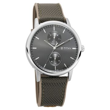 Titan Athleisure Silver Dial Quartz Multifunction Nylon Strap watch for Men