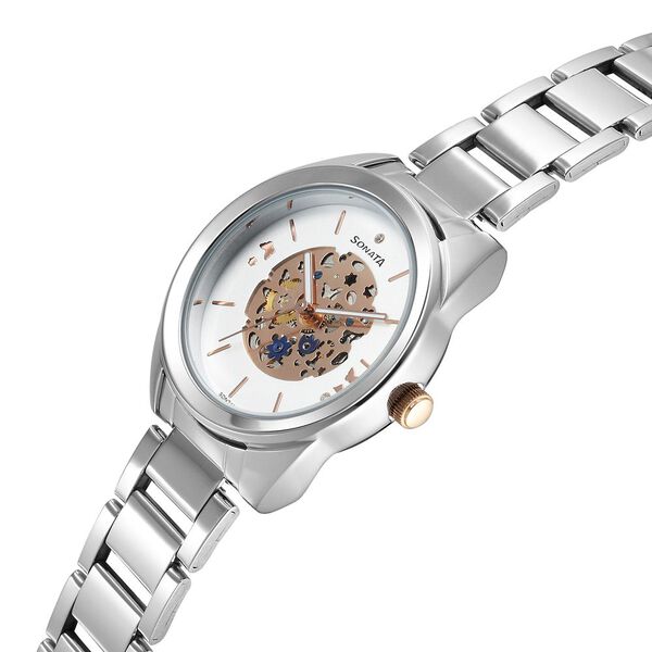 Sonata Unveil Quartz Multifunction Silver Dial Stainless Steel Strap Watch for Women - image number 2