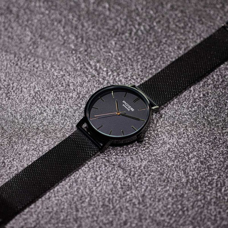 Sonata Poze Quartz Analog Black Dial Black Metal Strap Watch For Men