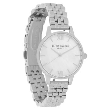 Olivia Burton Quartz Analog Mother of Pearl Dial Stainless Steel Strap Watch for Women