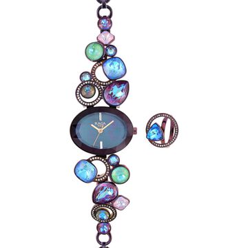 Titan Raga Moments Of Joy Quartz Analog Mother of Pearl Dial Maroon Metal Strap Watch For Women
