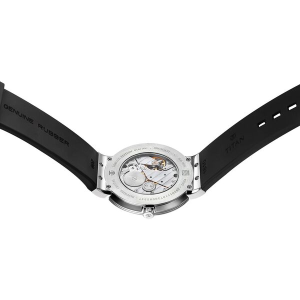 Titan Edge Mechanical Black Dial Mechanical Rubber Strap watch for Men - image number 4