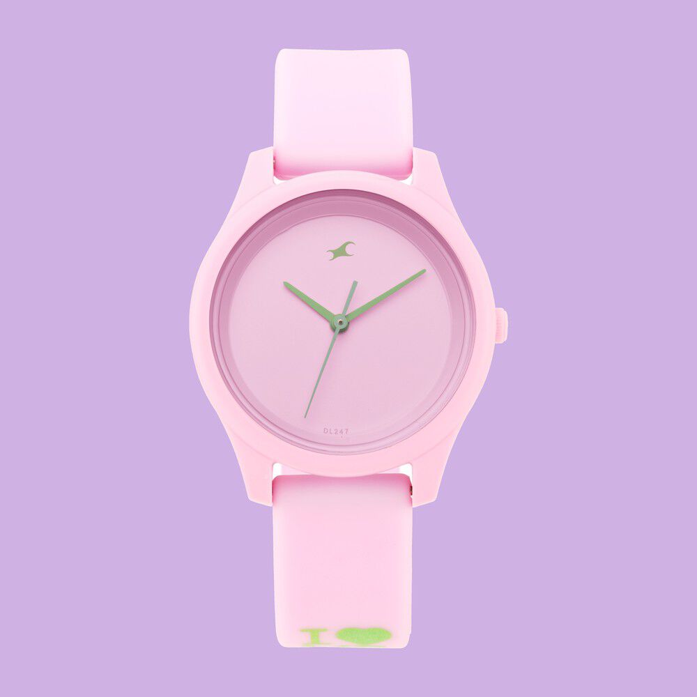 Fastrack Girls Trendy Upgrade Pink Dial Watch with Contrast Accents