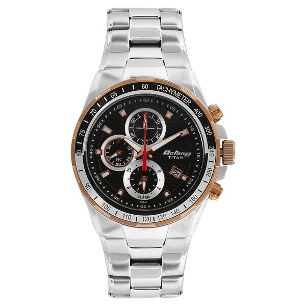 Titan Octane Black Dial Chrono Stainless Steel Strap watch for Men - image number 0