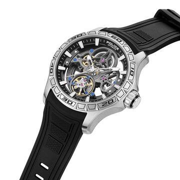 Police Quartz Analog Grey Dial Black Silicone Strap Watch For Men