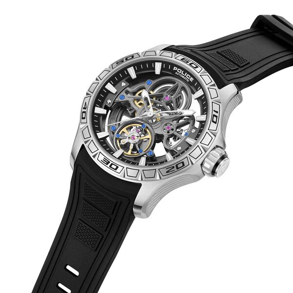 Police Quartz Analog Grey Dial Black Silicone Strap Watch For Men - image number 1