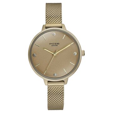 Sonata Poze Quartz Analog Golden Dial Mesh Strap Watch for Women