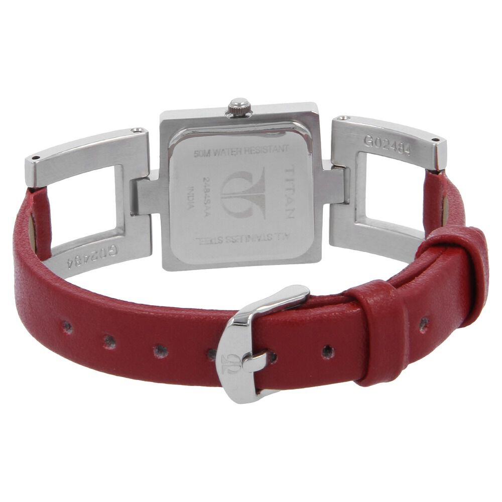 Buy Online Titan Quartz Analog White Dial Leather Strap Watch for