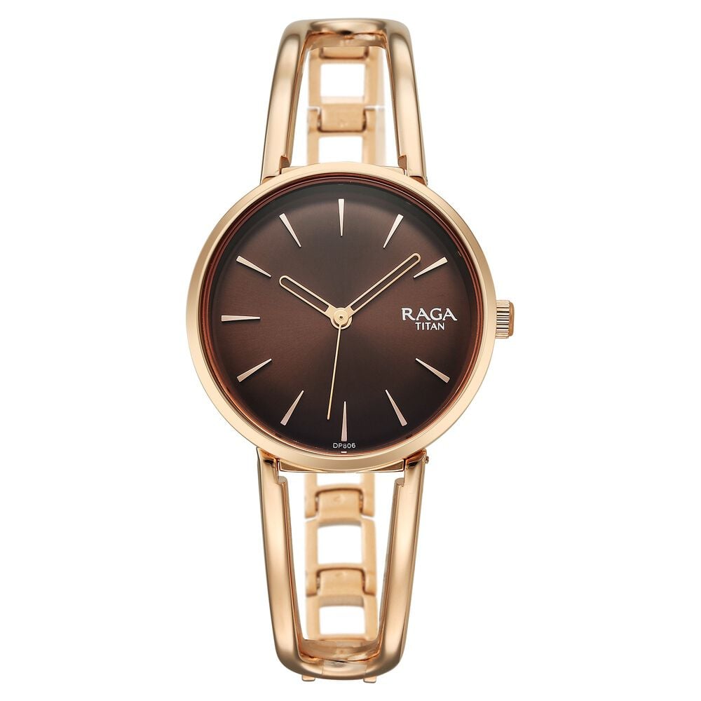 Titan Raga Afterglow Quartz Analog Brown Dial Rose Gold Metal Strap Watch For Women-image-24