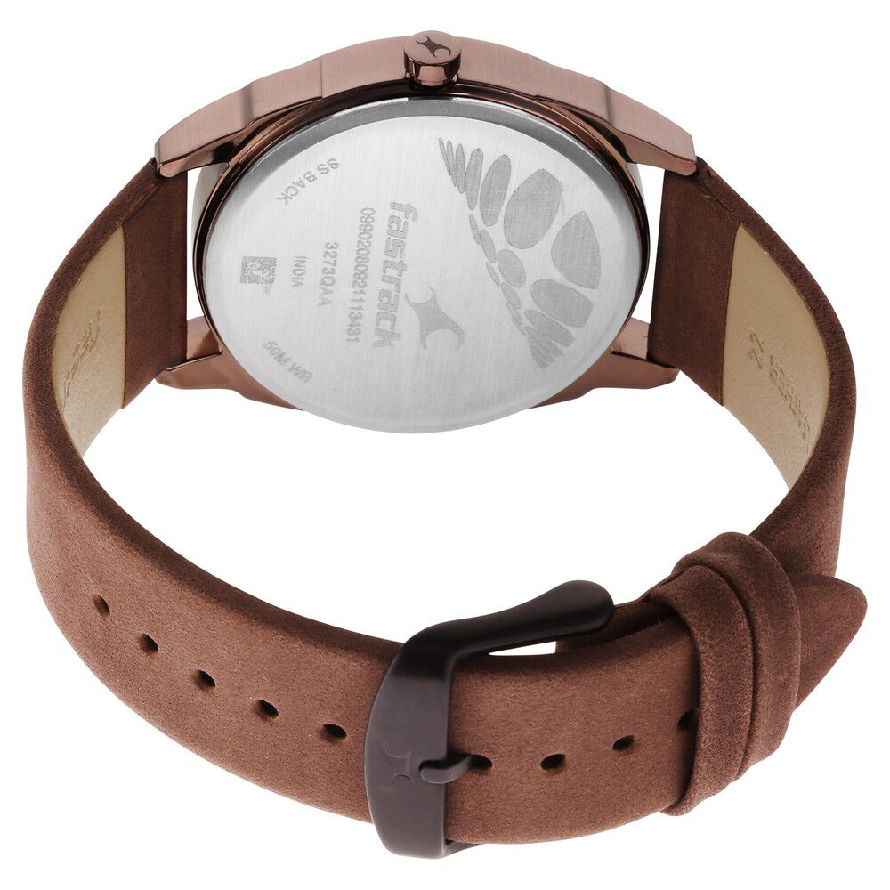 Buy Online Fastrack After Dark Black Dial Leather Strap Watch for